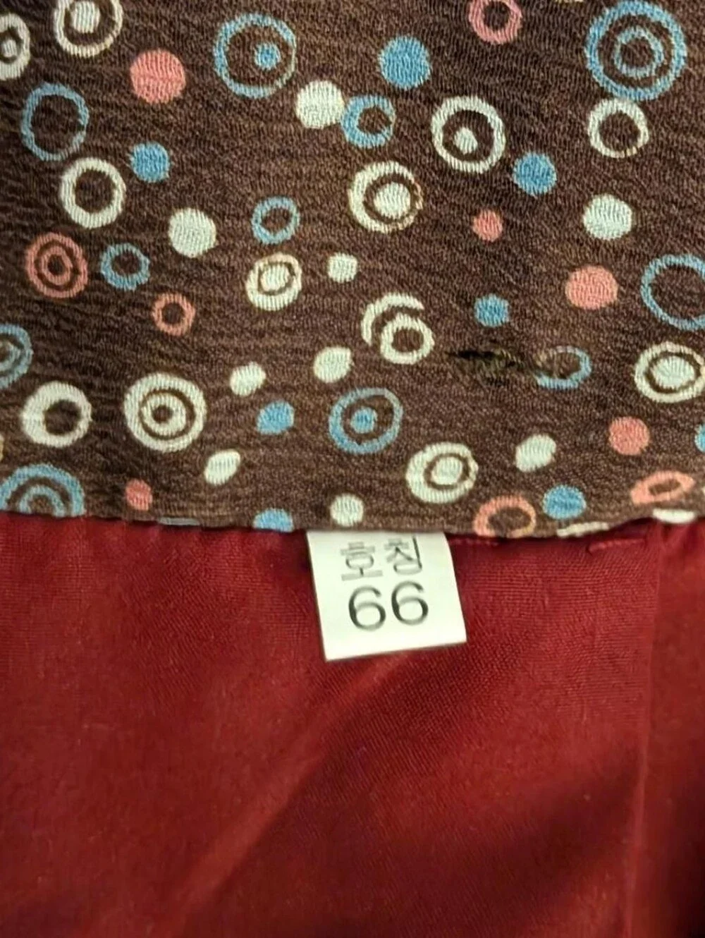 brown midi skirt with swirl & dot pattern